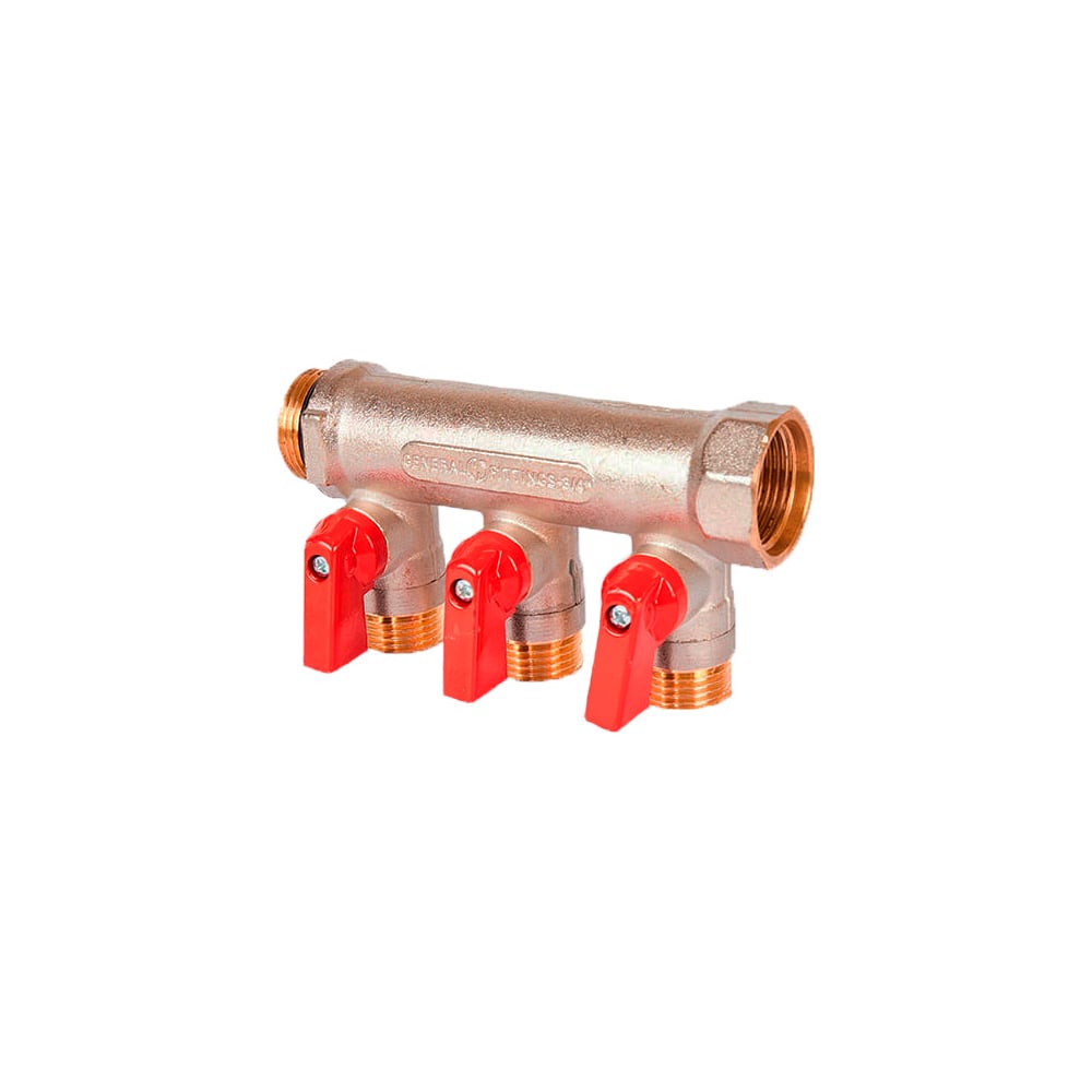 Коллектор с шаровыми кранами STOUT Smb 6210 011203 1", 3 отвода 1/2 ...