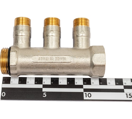 Коллектор с шаровыми кранами STOUT Smb 6211 011203 1", 3 отвода 1/2", синие ручки RG0091AACQMBJO