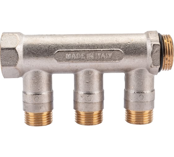 Коллектор с шаровыми кранами STOUT Smb 6211 341203 3/4", 3 отвода 1/2", синие ручки RG0091AACQML3R