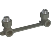Двойной угольник ПОЛИТЭК настенный комплект, 20x1/2 с нар.р. PPRC, серый 9600102012с