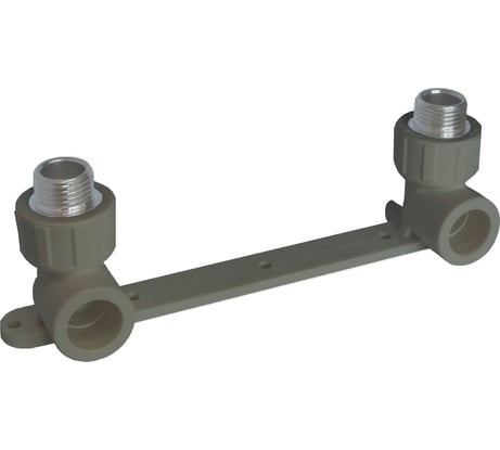 Двойной угольник ПОЛИТЭК настенный комплект, 20x1/2 с нар.р. PPRC, серый 9600102012с