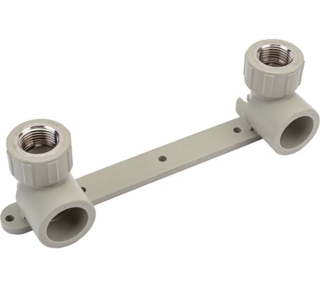 Двойной угольник ПОЛИТЭК настенный комплект, 25x1/2 с внутр.р. PPRC, серый 9600202512с