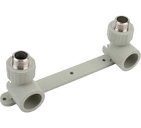 Двойной угольник ПОЛИТЭК настенный комплект, 25x1/2 с нар.р. PPRC, серый 9600102512с