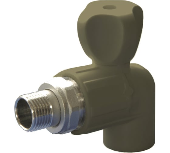 Радиаторный кран Политэк 25x1/2 угловой PPRC, серый (20/60) 9999022512с 1