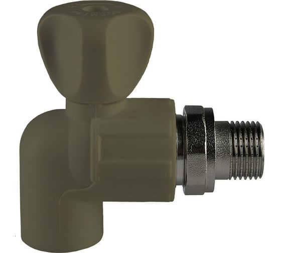Радиаторный кран Политэк 25x1/2 угловой PPRC, серый (20/60) 9999022512с