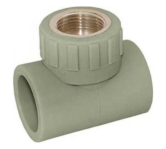 Комбинированный тройник ПОЛИТЭК 20x3/4 с внутренней резьбой PPRC серый 9500002034С