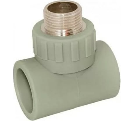 Комбинированный тройник ПОЛИТЭК 25x1/2 с наружной резьбой PPRC серый 9510002512С