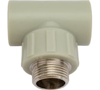 Комбинированный тройник ПОЛИТЭК 25x3/4 с наружной резьбой PPRC серый 9510002534С