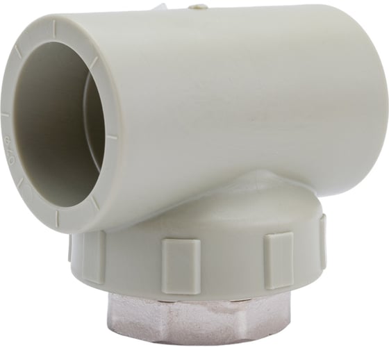 Комбинированный тройник ПОЛИТЭК 40x1 1/4 с внутренней резьбой PPRC серый 9500004014с