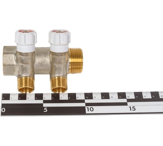 Коллектор MVI латунный, с регулирующими вентилями 1"x1/2"x2 выхода MM.402.0604