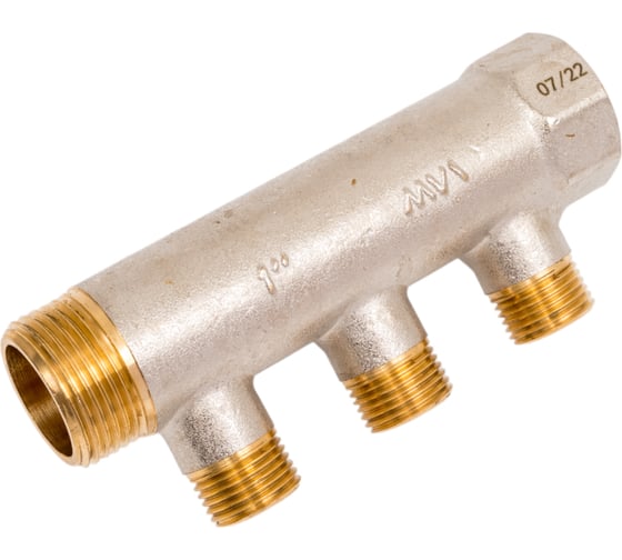 Коллектор MVI латунный с регулирующими вентилями 1"x1/2"x3 выхода MM.403.0604