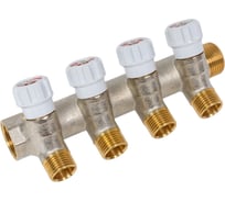 Коллектор MVI латунный с регулирующими вентилями 3/4"x1/2"x4 выхода MM.404.0504
