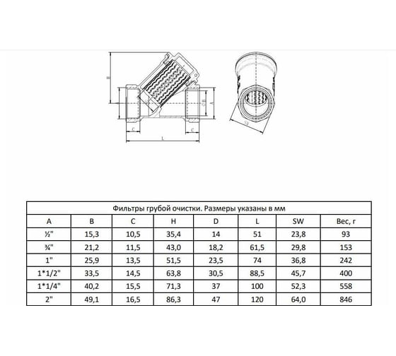 Косой фильтр AquaHit грубой очистки 3/4" FW.110.05