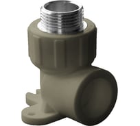 Угольник комбинированный ПОЛИТЭК 25x3/4 наруж. р. (с креплением) PPRC (СЕРЫЕ) 9500082534С