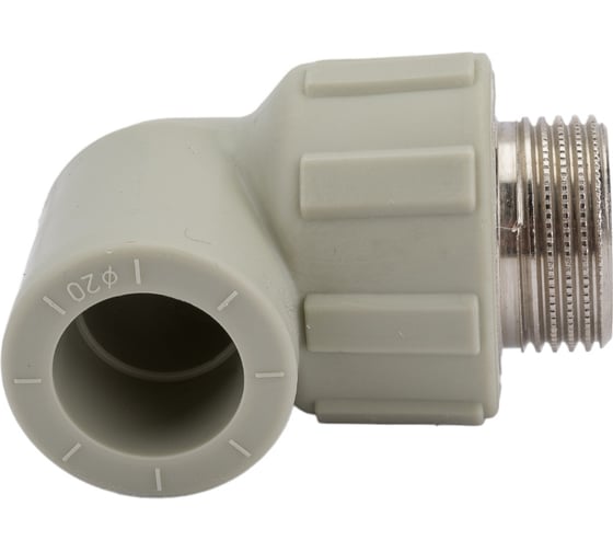 Угольник комбинированный ПОЛИТЭК 20x3/4 нар. р. PPRC (СЕРЫЕ) 9410002034С
