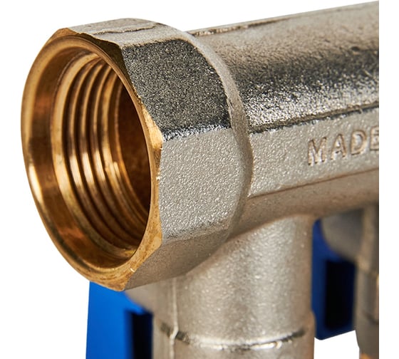 Коллектор с шаровыми кранами STOUT Smb 6211 341202 3/4", 2 отвода 1/2", синие ручки RG0091AACQMGBP