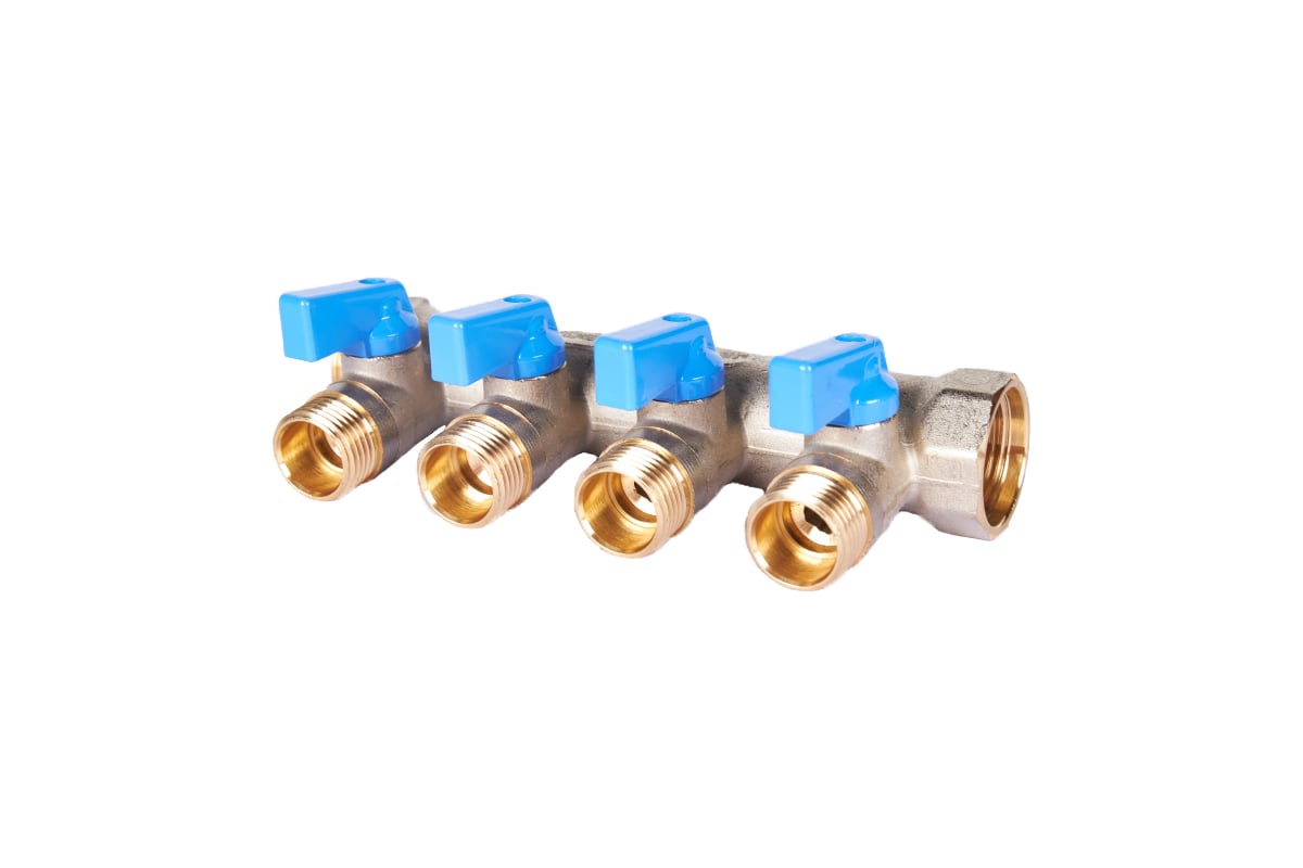Коллектор с шаровыми кранами STOUT Smb 6211 341204 3/4", 4 отвода 1/2 ...