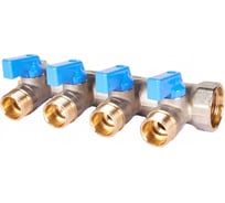 Коллектор с шаровыми кранами STOUT Smb 6211 341204 3/4", 4 отвода 1/2", синие ручки RG0091AACQNHBU