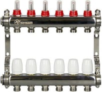 Коллекторная группа с расходомерами из нержавеющей стали Altstream 1"х3/4" 11 выходов 005070110