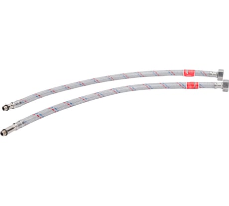 Гибкая подводка для смесителя ELKA (накидная гайка сталь; оплетка нейлон; покрытие ПВХ) 1/2"-М10, вр/нр м10, 50 см (пара) EL.NE.103.31.0050