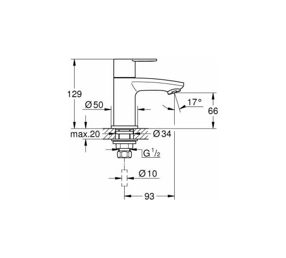 Вертикальный вентиль Grohe Eurostyle Cosmopolitan 23039002