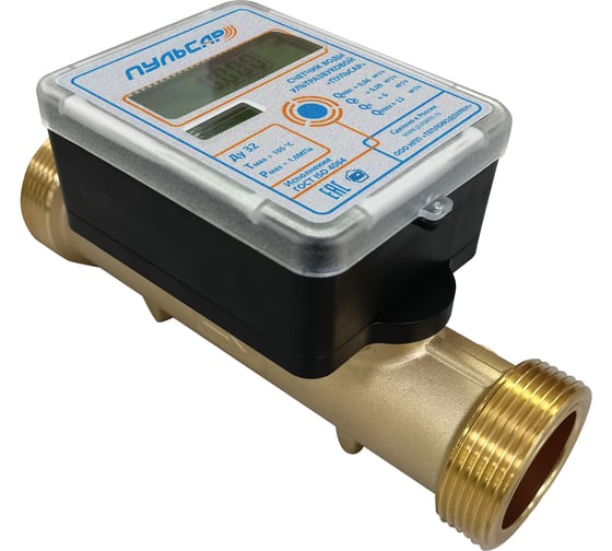 Ультразвуковой счетчик для воды Пульсар Ду32; Qn=6м3/час; Qmin=0,06м3/час; L=180мм; Тmax=105C; исп. 1 Н00009871 1