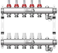 Коллекторная группа ESSAN GROUP802 нержавейка, 1"x3/4" EK 5 выходов, с расходомерами 180222505-77