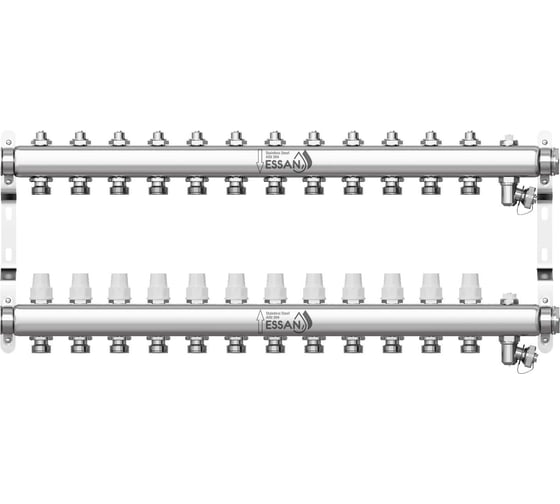 Коллекторная группа ESSAN GROUP803 нержавейка, 1"x3/4" EK 12 выходов, без расходомеров 180322512-77 1