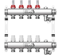 Коллекторная группа ESSAN GROUP802 нержавейка, 1"x3/4" EK 4 выхода, с расходомерами 180222504-77