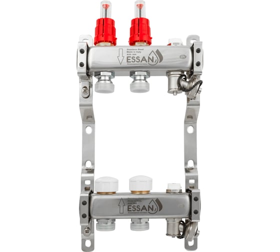 Коллекторная группа ESSAN GROUP802 нержавейка, 1"x3/4" EK 2 выхода, с расходомерами 180222502-77