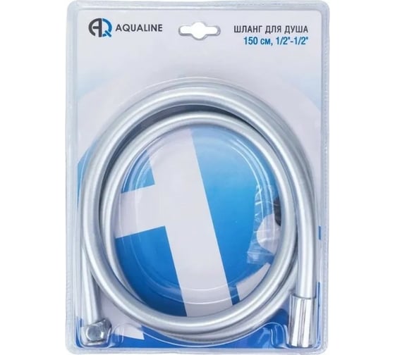 Шланг для душа AQUALINE ПВХ конус имп 1/2 + имп 1/2 длина 1,75 м в блистере 05096