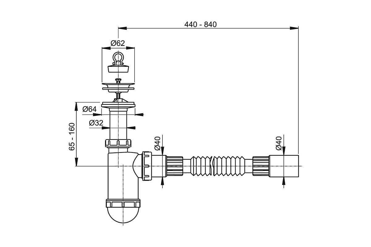 Сифон для раковины Alcadrain o40 с нержавеющей peшеткой + гибкое ...