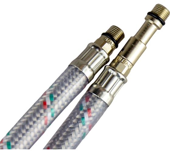 Гибкая подводка для смесителя COTALI пара М10-1/2" 0,4м оплетка нержавеющая сталь с ПВХ покрытием COTUMIXRCC0.4м