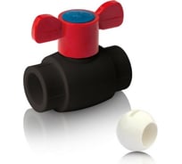 Шаровой кран Blue Ocean полипропиленовый (шар из ppsu) 20 бабочка UV-pro с защитой от ультрафиолета черный PPRF/BV/PPR/HW-2B(Bk)-20