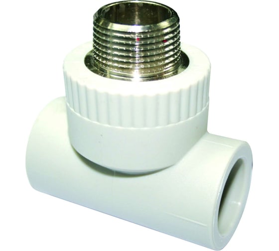 Тройник RIIFO Alba с наружной резьбой PP-R/латунь 32-1/2"НР-32 белый 1100047285