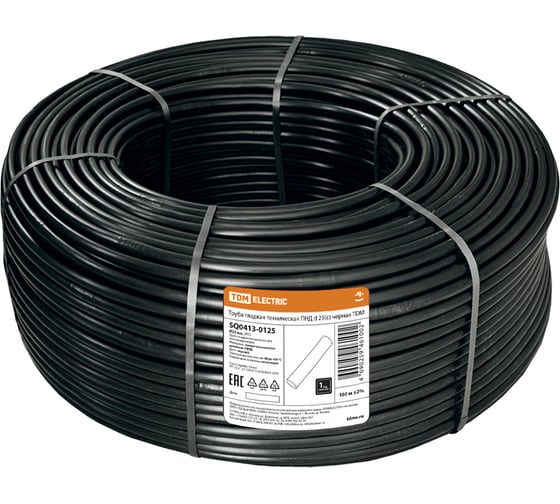 Гладкая техническая труба TDM ELECTRIC ПНД d 25(с) черная SQ0413-0125