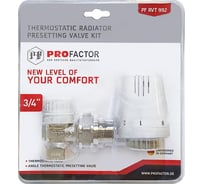Комплект радиатора PROFACTOR термостатический, угловой, с преднастройкой, 3/4 PF RVT 992