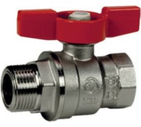 Шаровой кран Giacomini 1 1/4, ВН, ручка-бабочка красная, хромированный R854 R854X026