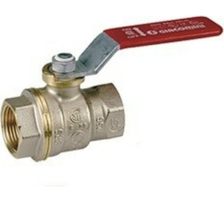 Шаровой кран Giacomini, R910, DADO, 2, ВВ, ручка-рычаг красный, никелированный R910X028