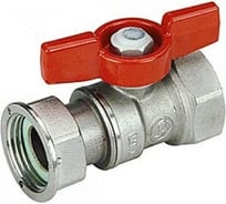 Шаровой кран Giacomini 3/4x3/4 В-В с накидной гайкой, хром, с красной рукояткой, бабочка R251PX004