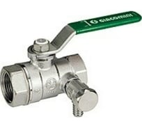 Шаровой кран Giacomini 1/2, ВВ, ручка-рычаг зеленый, хромированный, со сливом R250WS R250SX143