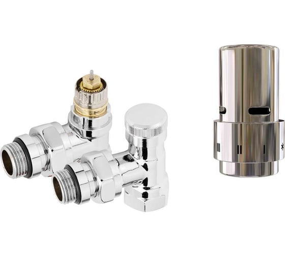 Термостатический набор ROYAL THERMO Design угловой, хром, 1/2" Click с термоголовкой Design НС-1476642 1