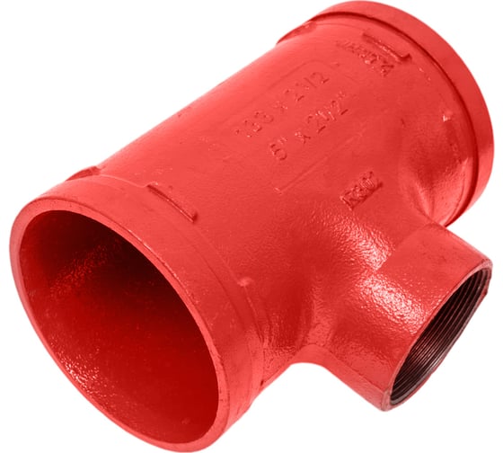 Переходной тройник под резьбу GROOVEX 5"x2 1/2", 133x76 мм, ДУ 125x65 мм TPR13376