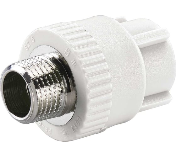 Муфта с наружной резьбой RIIFO Alba PP-R/латунь, 20-1/2"НР, белая, уп 10 шт 1100046796 1