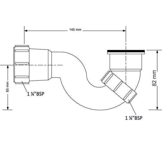 Колено McAlpine пластик, (круглое) ф1 1/4-ф32, h=82мм MRB6-32
