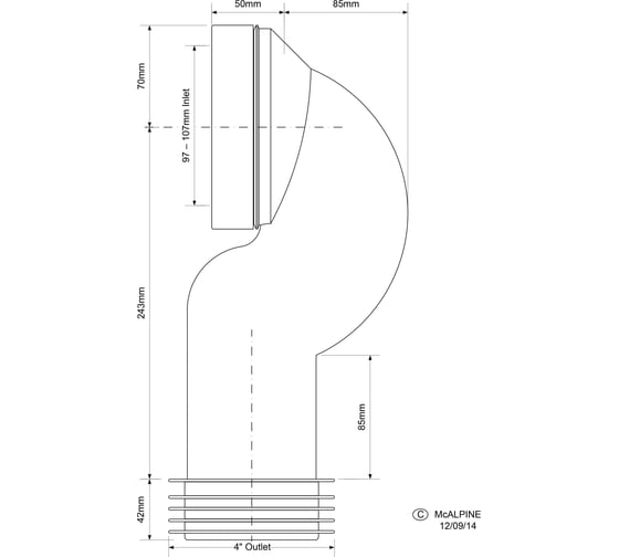 Колено для унитаза McAlpine ф110 MRWC15