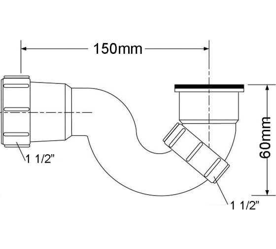 Колено McAlpine пластик (круглое) ф11/2-40, h=60мм MRB6