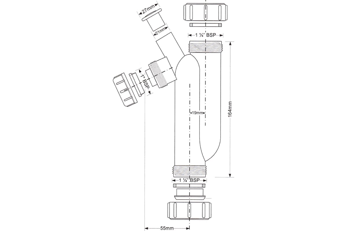 Сифон без выпуска McAlpine ф-32 трубный S-обр. (для слива конденсата ...