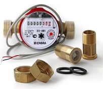 Счётчик учёта горячей воды Энбра с импульсным выходом EV-AM1i L130 D20 B со сгонами 25913045