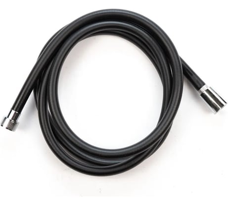 Шланг для душа, смесителя, лейки TUBOFLEX ПВХ, армированный, 2,0 м, черный матовый, с хромированной гайкой ШДПВХTF200ЧМХГ